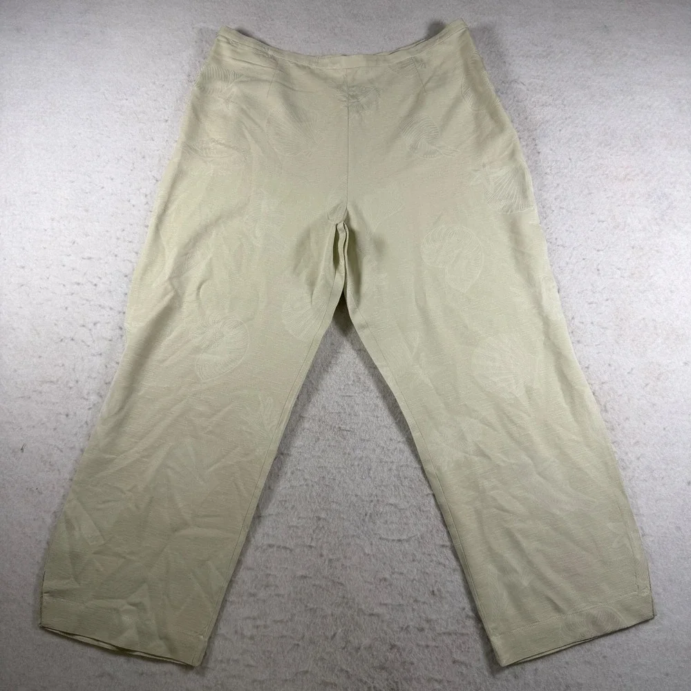 Tommy Bahama Silk Seashell Jacquard Wide Leg Pants Beige Womens 14 Side Zip